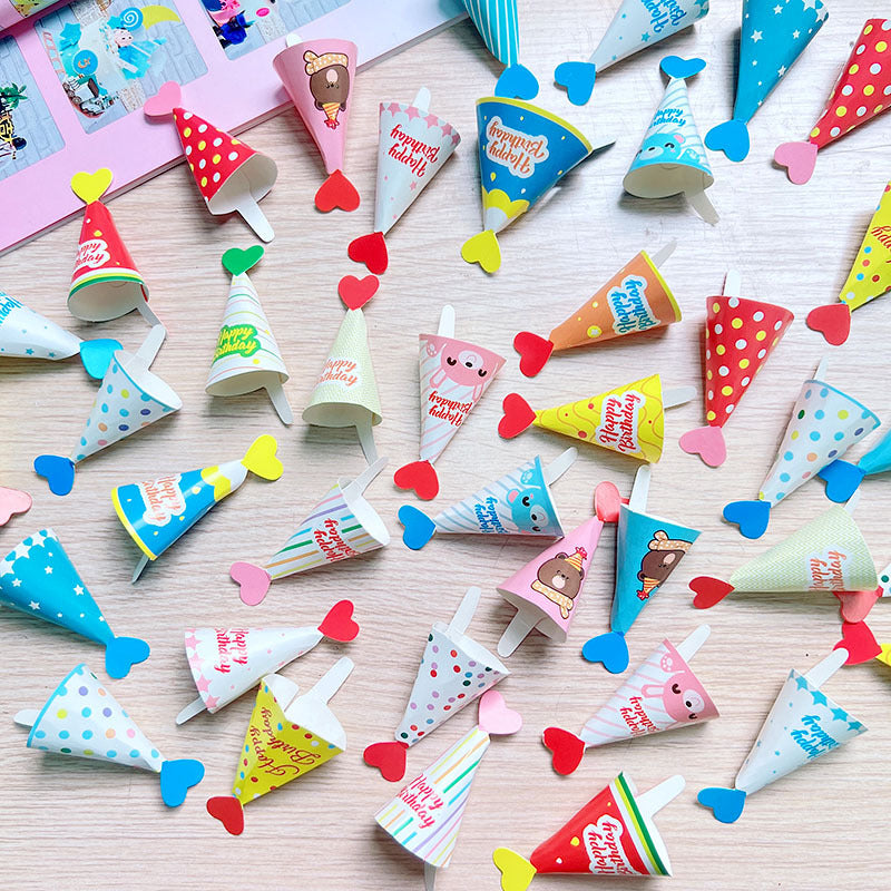Cake Decoration Mini Birthday Hat Plug-In Set Cute Love Bear Birthday Baking Card Decoration