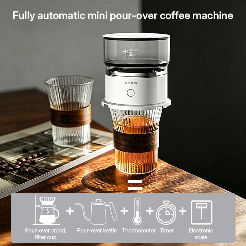 Mini Electric Coffee Grinder & Brewer – Automatic Drip Coffee Maker with Stirring Cup