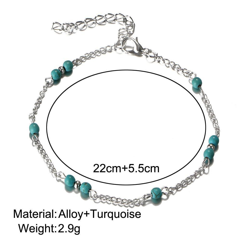 Turquoise Beaded Ankle Chain
