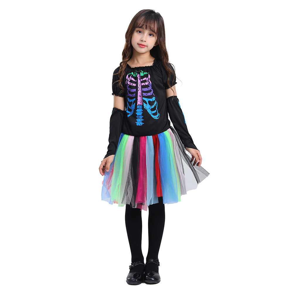 Punk Neon Skeleton Halloween Dress