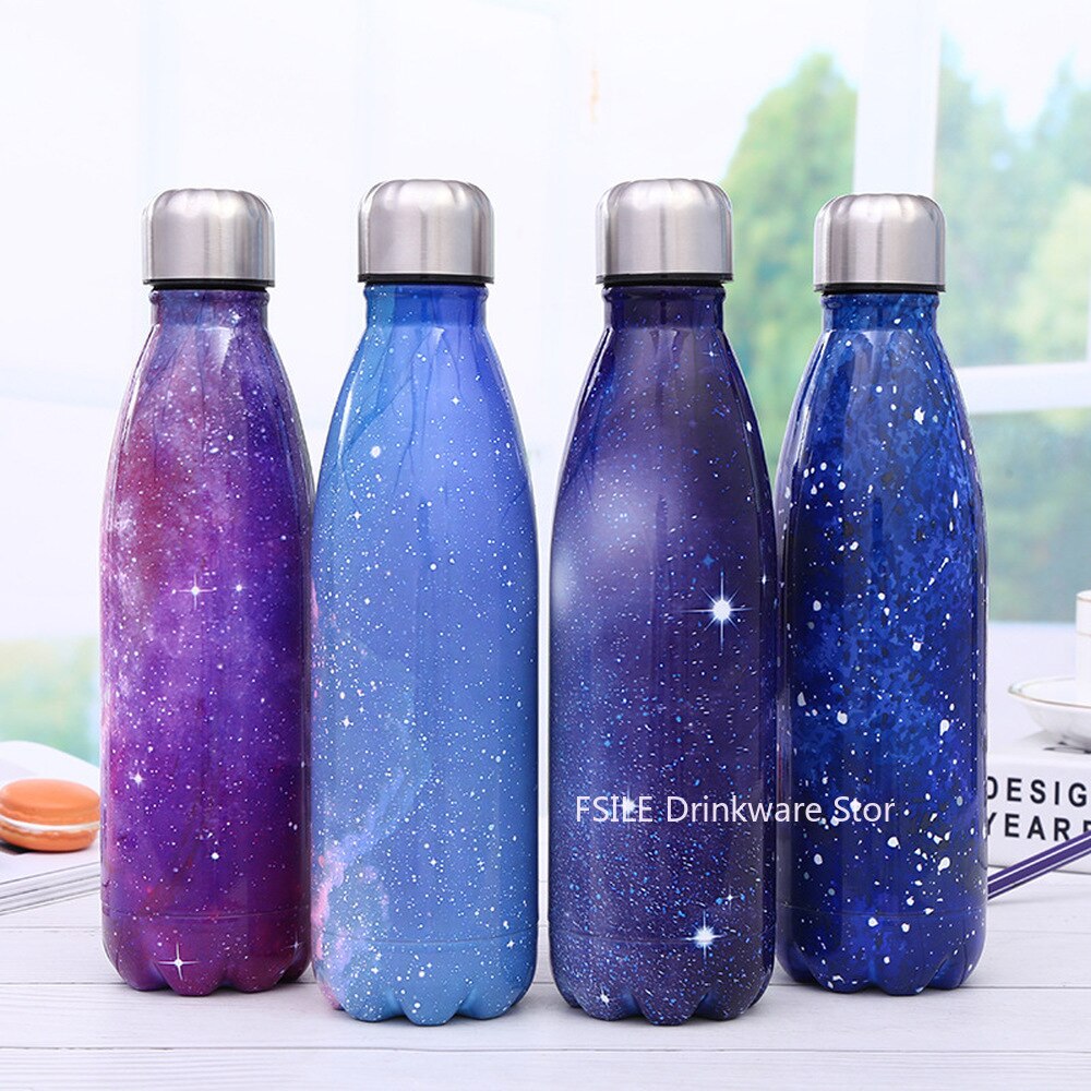 Stainless Steel Thermos Vacuum Flask Bottle 500ml Coffee Milk Cup Lovers Gradient Color Outdoor Travel Sport Hot Water Bottles