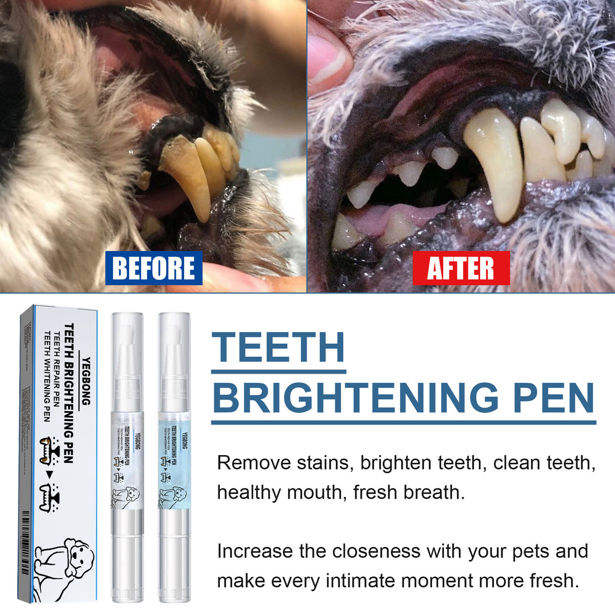 Pet Teething Pen — Tartar & Plaque Removal for Dogs & Cats