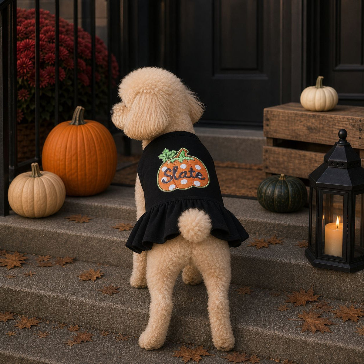 Pet Halloween Vest Dress for Cats and Dogs, Pumpkin Costume for Pomeranian