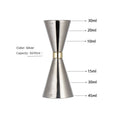 Stainless Steel Measuring Jigger with Scale, Dual-Head Cocktail Measure, Gold Ring Design, Hourglass Shape, Ounce Cup