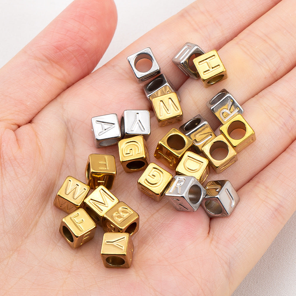 Stainless Steel Letter Beads