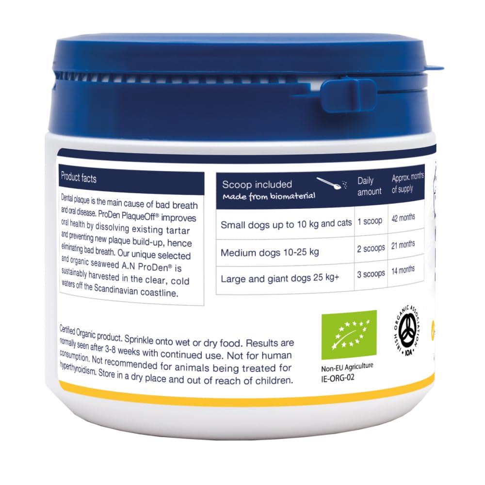 ProDen PlaqueOff 60g Dental Powder for Dogs - 100% Organic 6-Month Supply