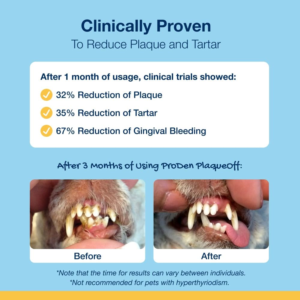 ProDen PlaqueOff 60g Dental Powder for Dogs - 100% Organic 6-Month Supply