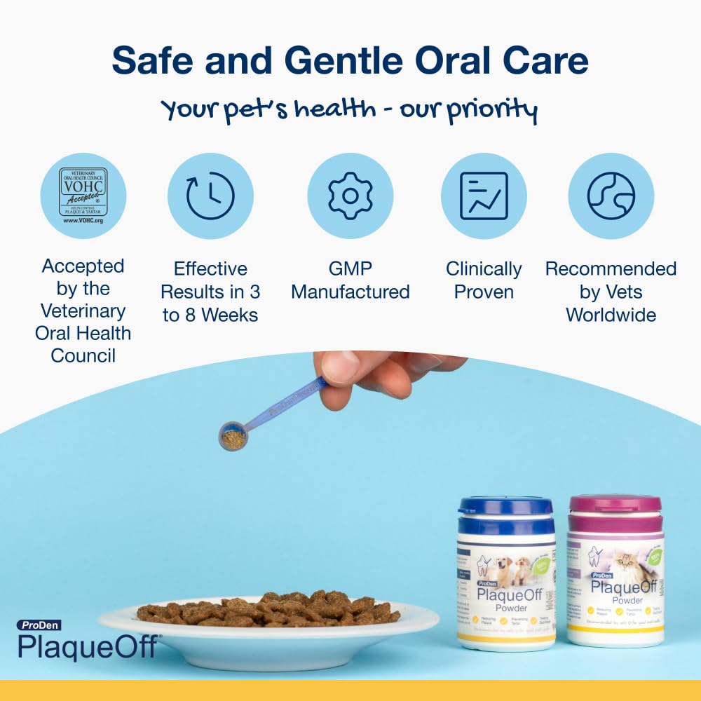ProDen PlaqueOff 60g Dental Powder for Dogs - 100% Organic 6-Month Supply