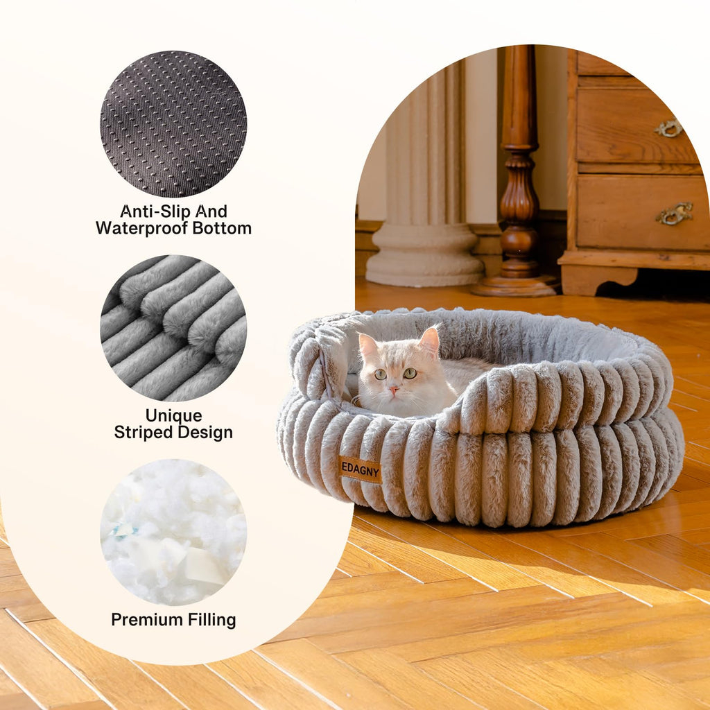 EDAGNY Calming Donut Cat Bed — Anti-Anxiety, Indoor Cats & Puppies