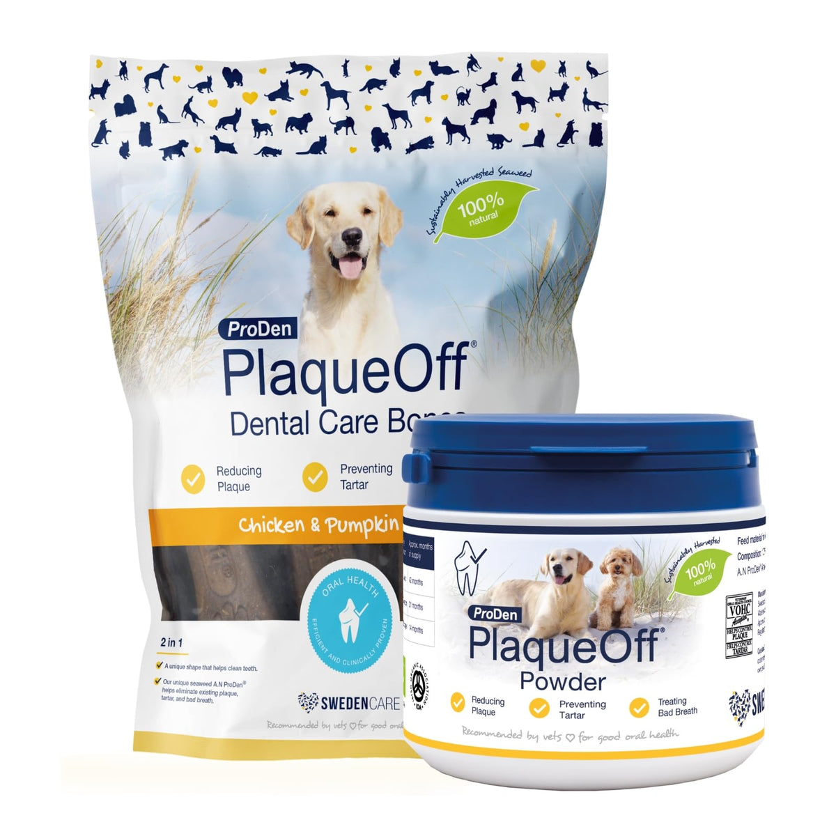 ProDen PlaqueOff 60g Dental Powder for Dogs - 100% Organic 6-Month Supply