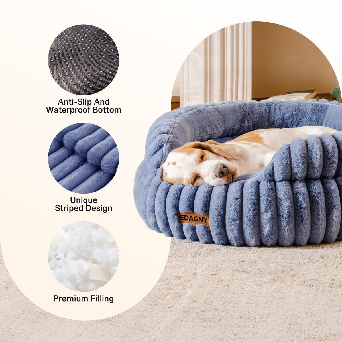 EDAGNY Calming Donut Cat Bed — Anti-Anxiety, Indoor Cats & Puppies