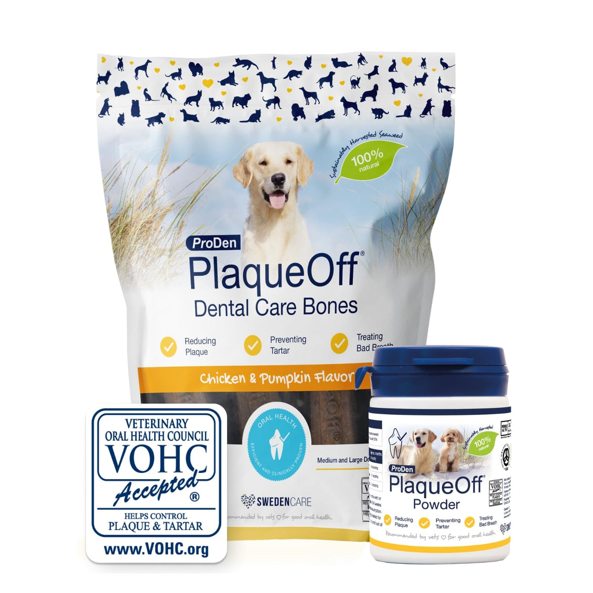 ProDen PlaqueOff 60g Dental Powder for Dogs - 100% Organic 6-Month Supply