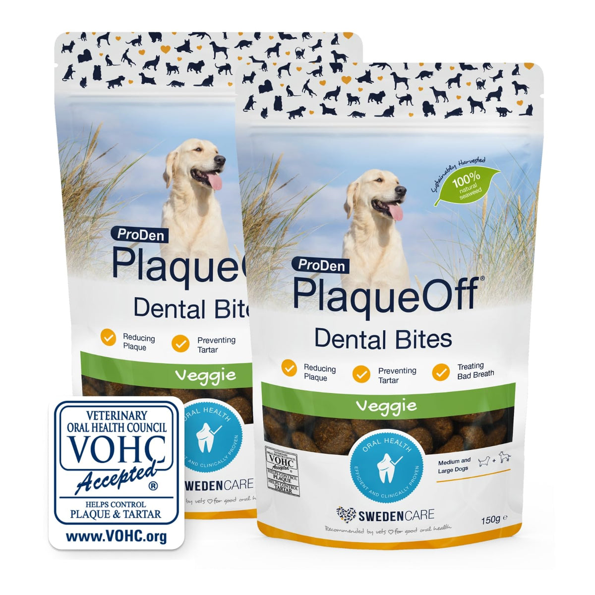 ProDen PlaqueOff 60g Dental Powder for Dogs - 100% Organic 6-Month Supply