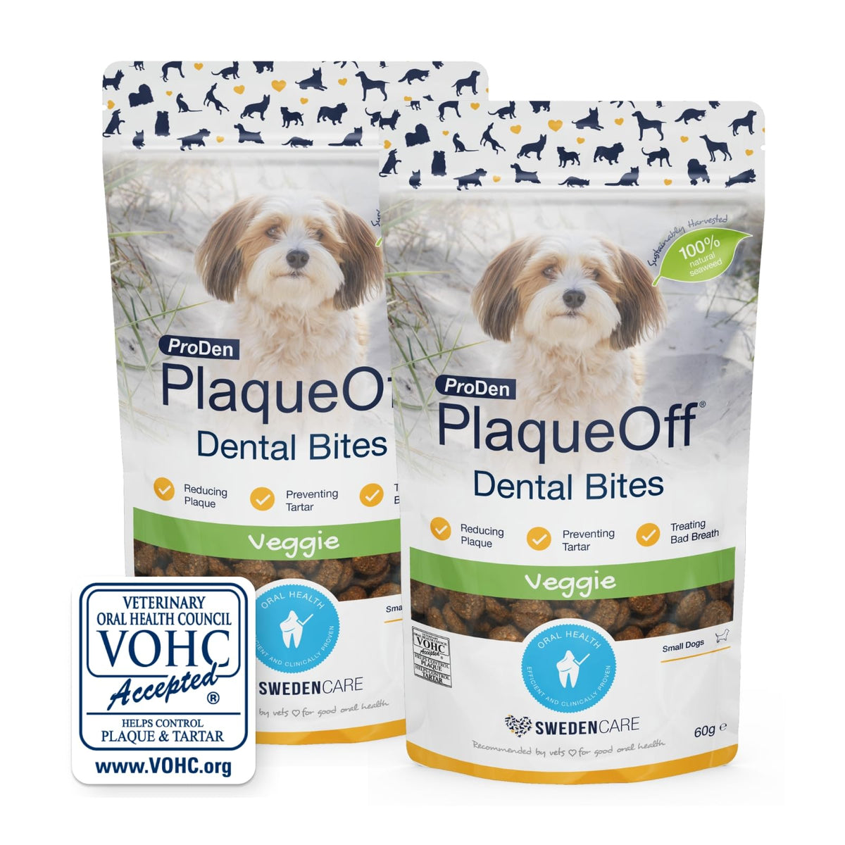ProDen PlaqueOff 60g Dental Powder for Dogs - 100% Organic 6-Month Supply