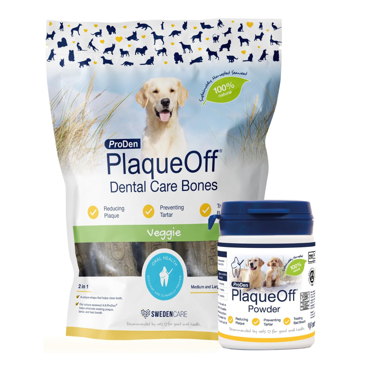 ProDen PlaqueOff 60g Dental Powder for Dogs - 100% Organic 6-Month Supply