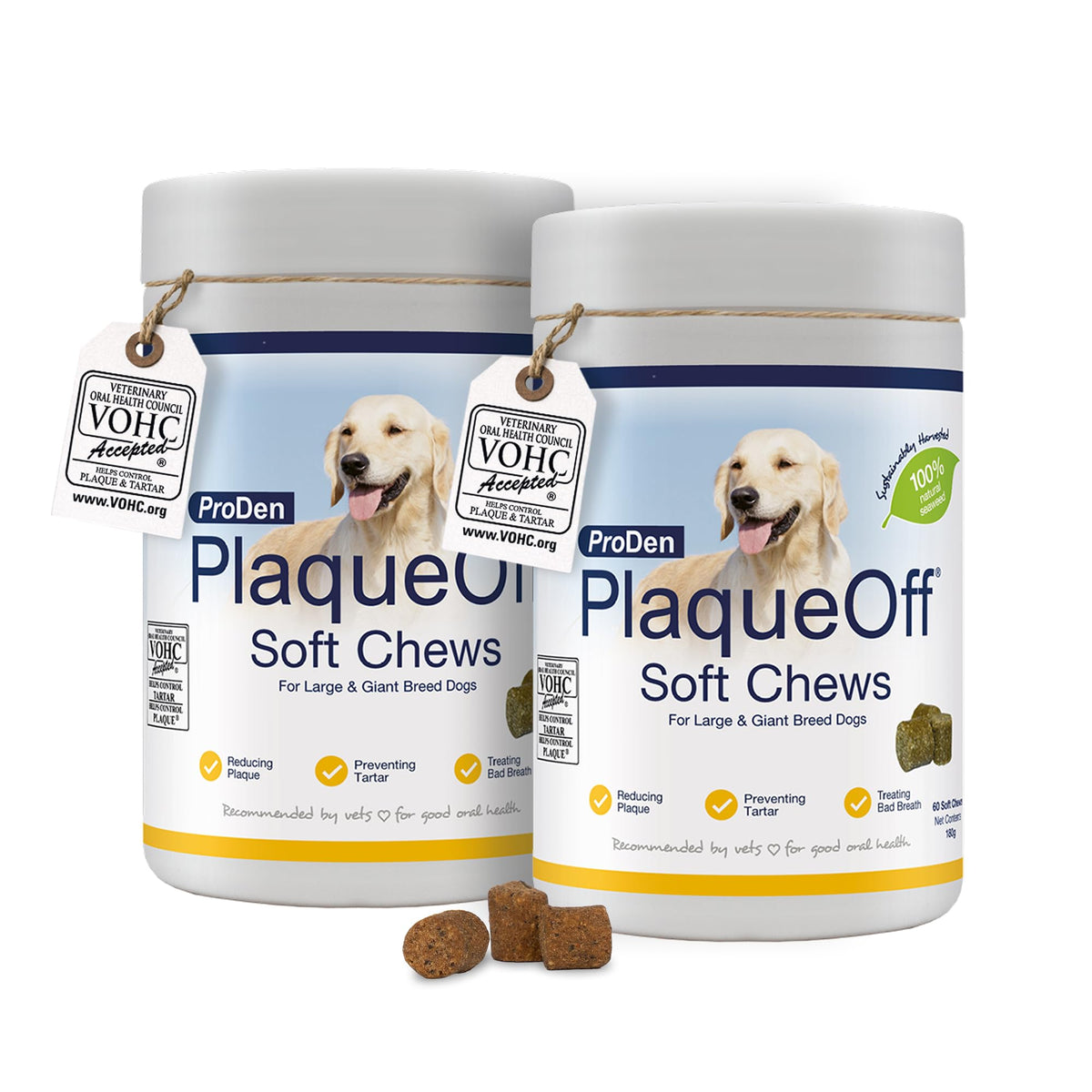 ProDen PlaqueOff 60g Dental Powder for Dogs - 100% Organic 6-Month Supply
