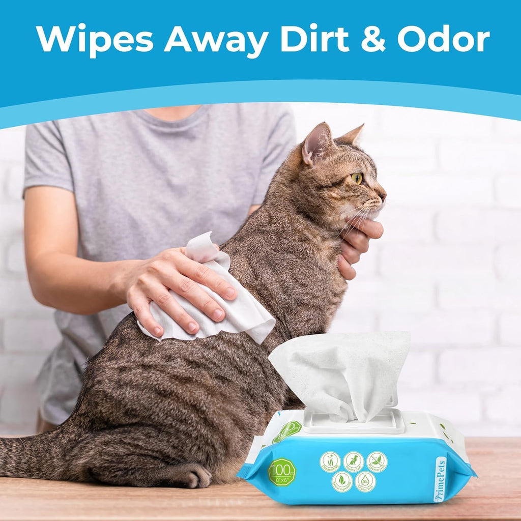 PrimePets Dog Wipes — 3 x 100ct, Unscented & Gentle Formula