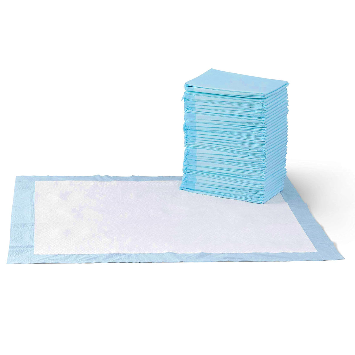 Amazon Basics Dog and Puppy Training Pads, Leakproof, 5-Layer Design with Quick-Dry Surface, Regular, Pack of 50, Blue