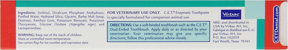 C.E.T. Enzymatic Toothpaste for Dogs and Cats, Beef, 2.5oz