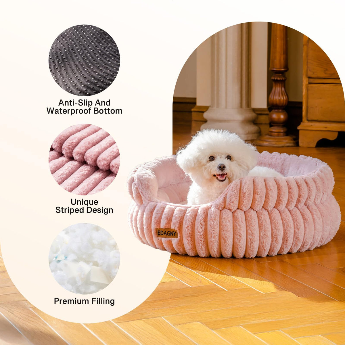 EDAGNY Calming Donut Cat Bed — Anti-Anxiety, Indoor Cats & Puppies