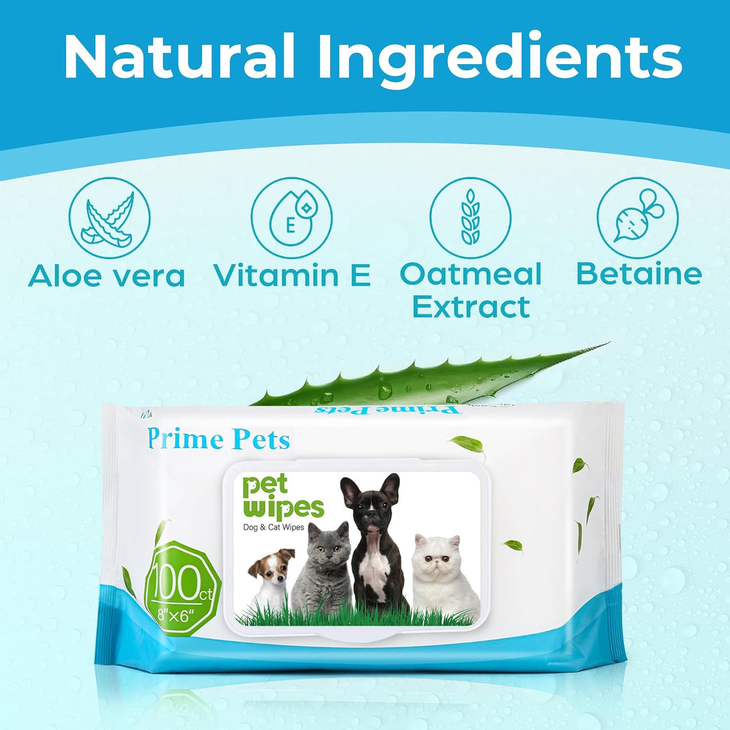 PrimePets Dog Wipes — 3 x 100ct, Unscented & Gentle Formula