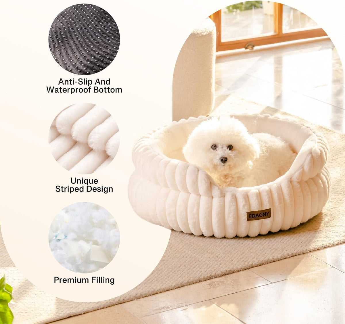 EDAGNY Calming Donut Cat Bed — Anti-Anxiety, Indoor Cats & Puppies