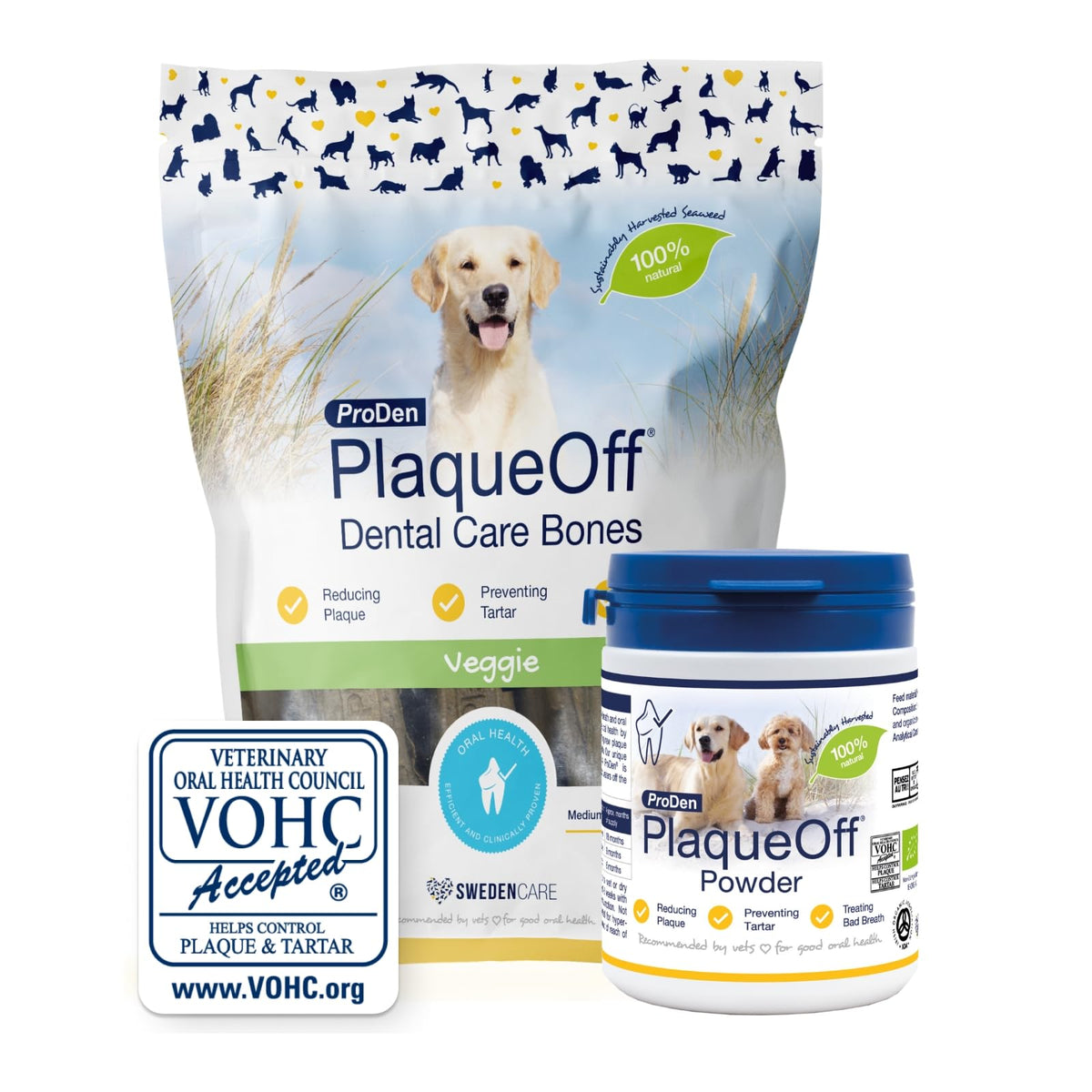 ProDen PlaqueOff 60g Dental Powder for Dogs - 100% Organic 6-Month Supply