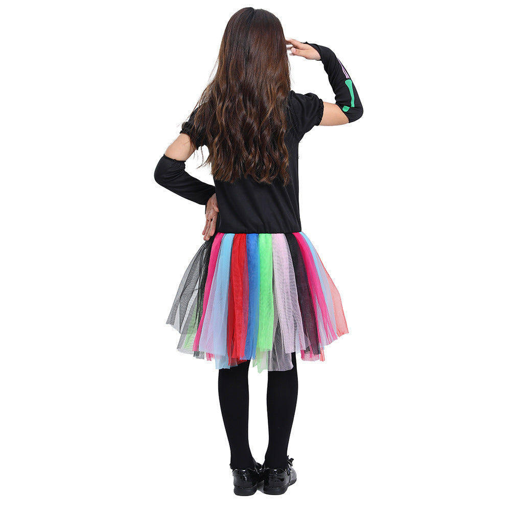 Punk Neon Skeleton Halloween Dress