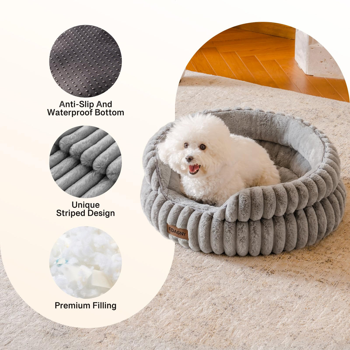 EDAGNY Calming Donut Cat Bed — Anti-Anxiety, Indoor Cats & Puppies