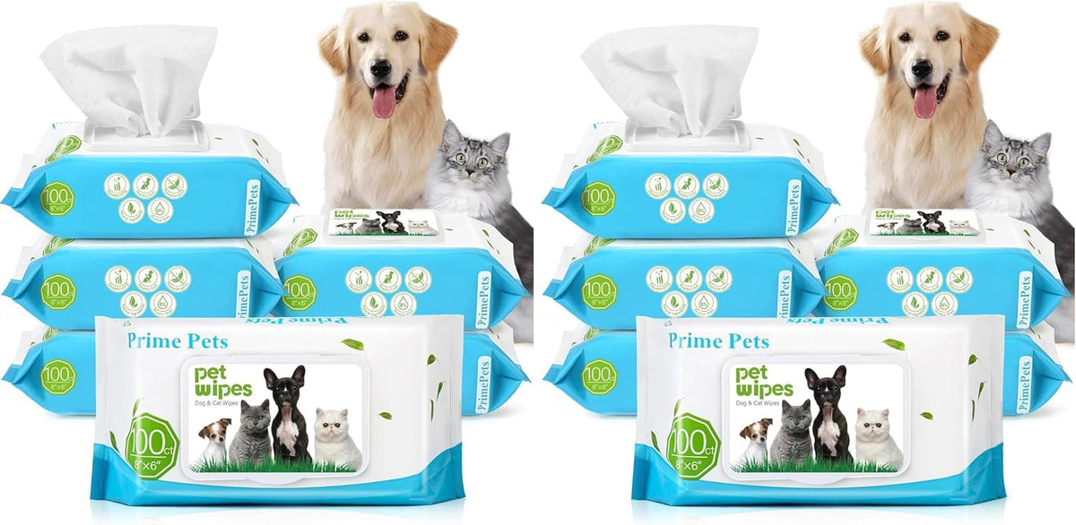 PrimePets Dog Wipes — 3 x 100ct, Unscented & Gentle Formula