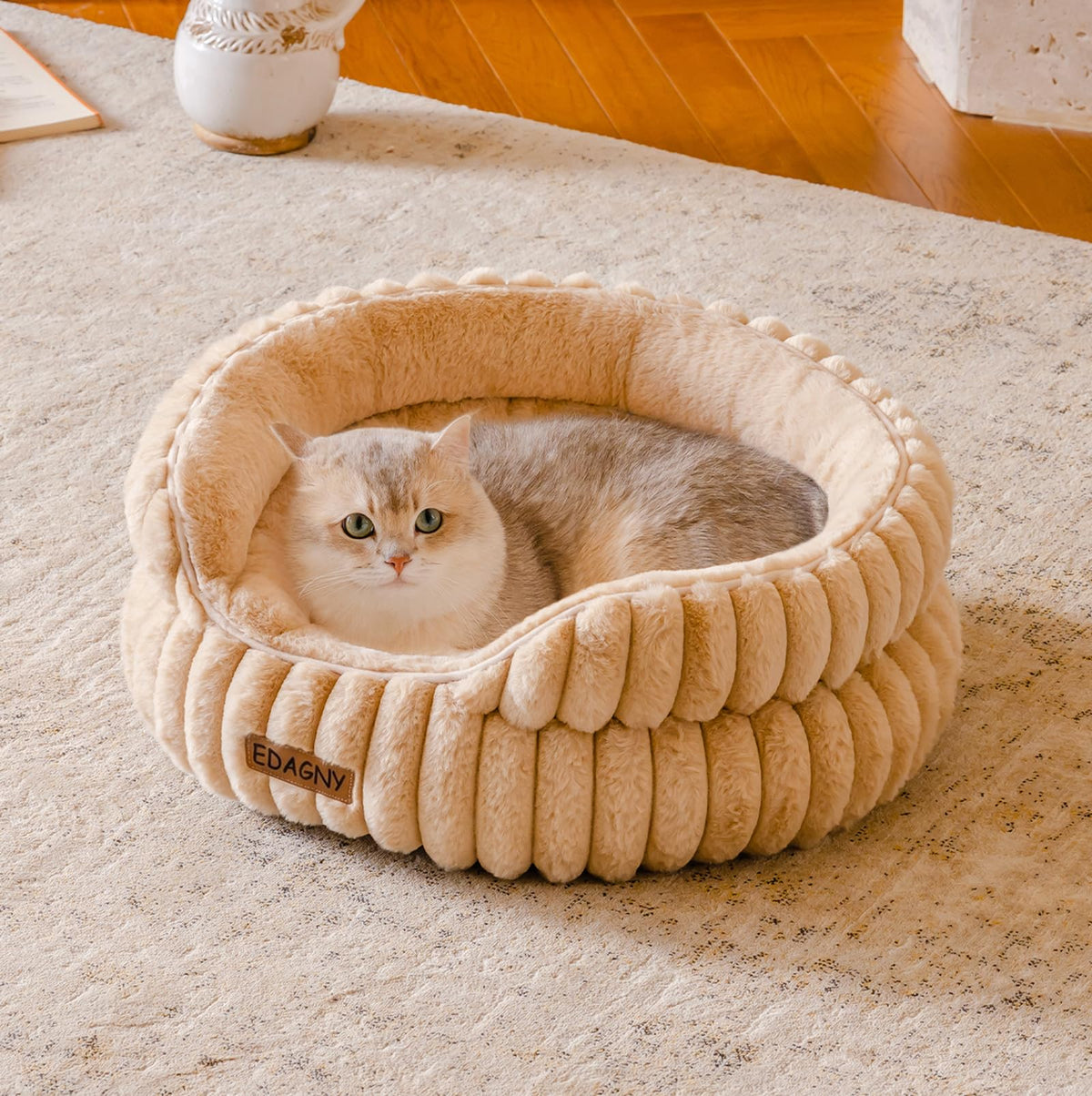 EDAGNY Calming Donut Cat Bed — Anti-Anxiety, Indoor Cats & Puppies