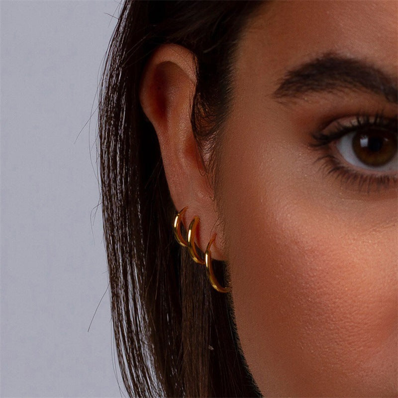 Stainless Steel Circle Earring Set