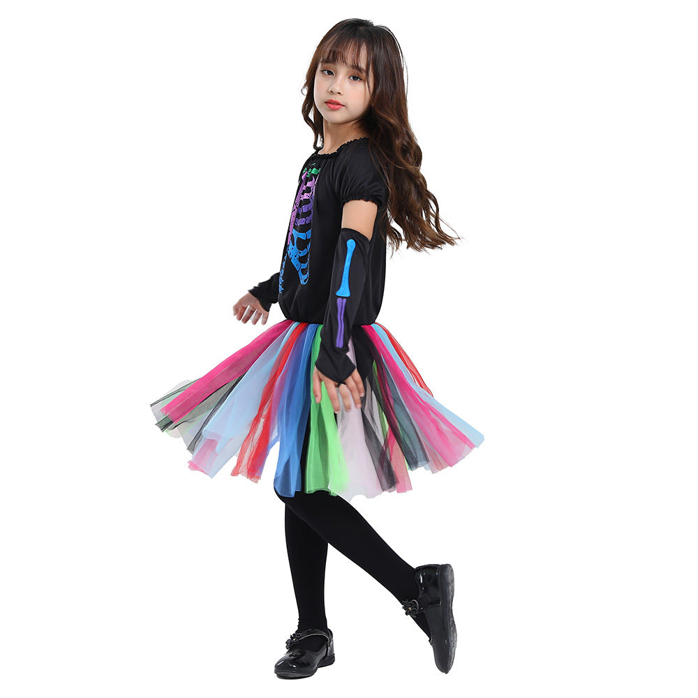 Punk Neon Skeleton Halloween Dress
