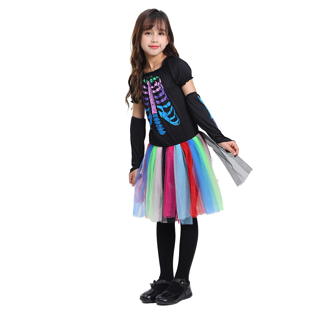 Punk Neon Skeleton Halloween Dress