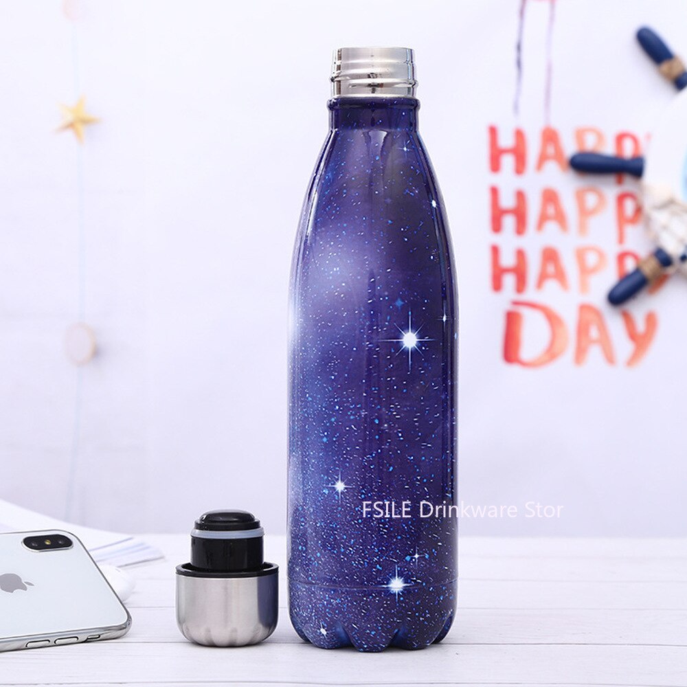 Stainless Steel Thermos Vacuum Flask Bottle 500ml Coffee Milk Cup Lovers Gradient Color Outdoor Travel Sport Hot Water Bottles