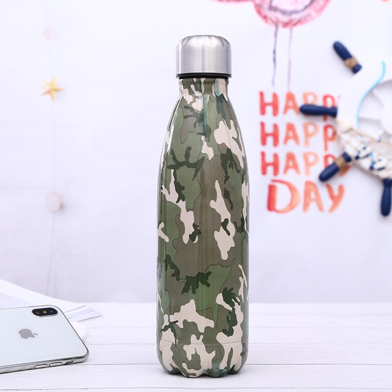 Stainless Steel Thermos Vacuum Flask Bottle 500ml Coffee Milk Cup Lovers Gradient Color Outdoor Travel Sport Hot Water Bottles