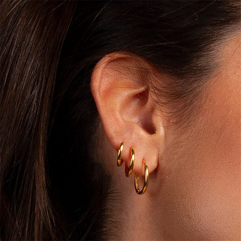 Stainless Steel Circle Earring Set