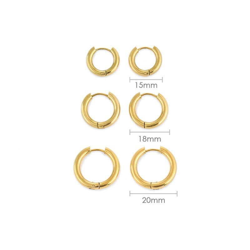 Stainless Steel Circle Earring Set