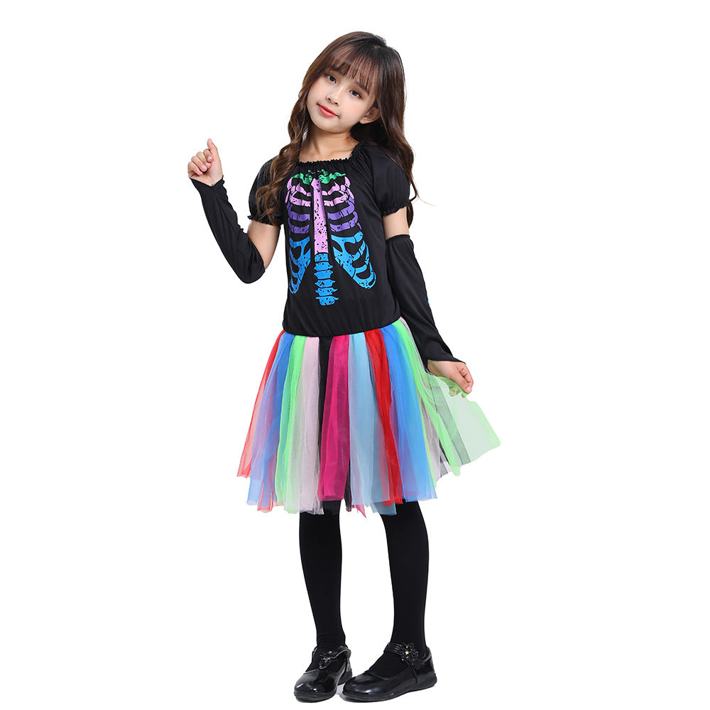 Punk Neon Skeleton Halloween Dress