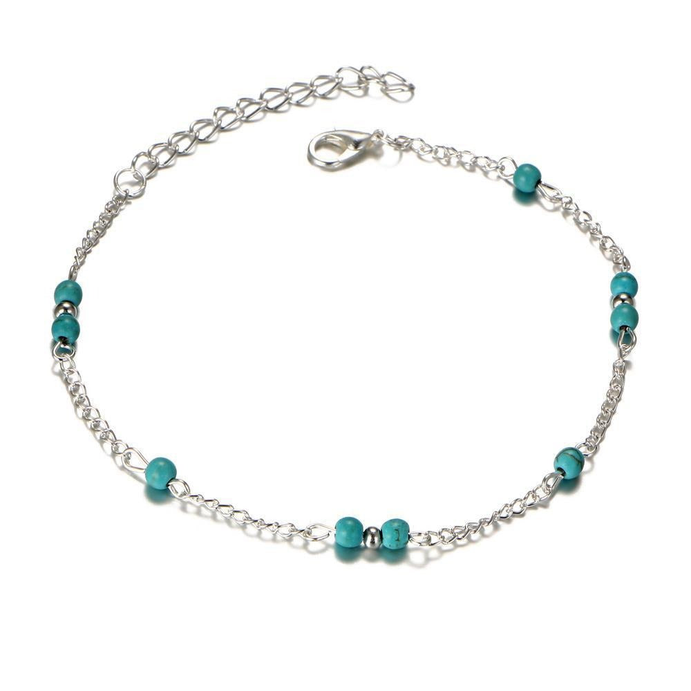 Turquoise Beaded Ankle Chain