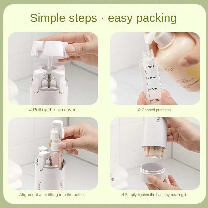 Four-in-One Travel Bottles Portable Toiletry Cosmetics Shampoo and Shower Gel Refill Bottles Travel Storage Bottle