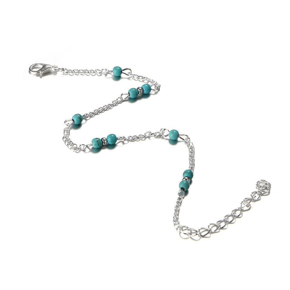 Turquoise Beaded Ankle Chain