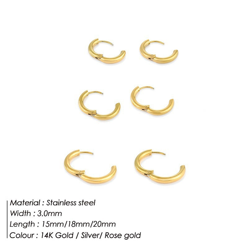 Stainless Steel Circle Earring Set